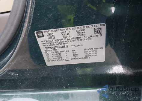 2015 GMC Sierra 1500 Slt from USA, damaged, VIN 3GTU2VEC0FG373815